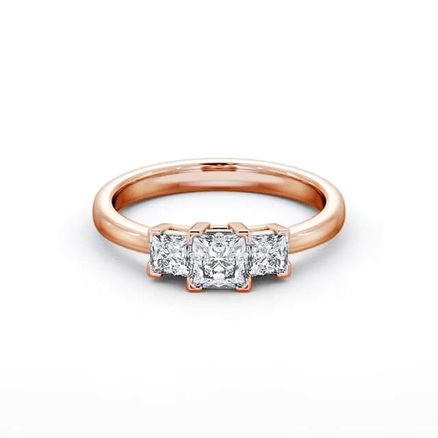 Three Stone Princess Diamond Ring 18K Rose Gold - Hudson TH100_RG_HAND