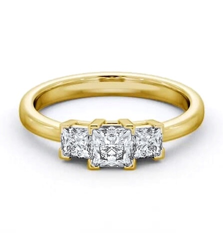 Three Stone Princess Diamond Trilogy Ring 18K Yellow Gold TH100_YG_THUMB1