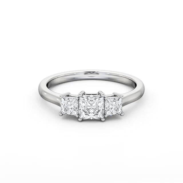 Three Stone Princess Diamond Ring 18K White Gold - Minerva TH101_WG_HAND