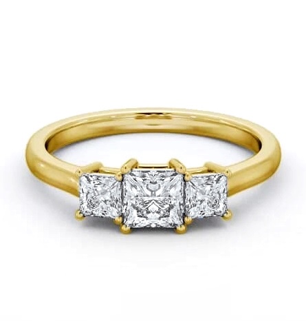 Three Stone Princess Diamond Trilogy Ring 18K Yellow Gold TH101_YG_THUMB1