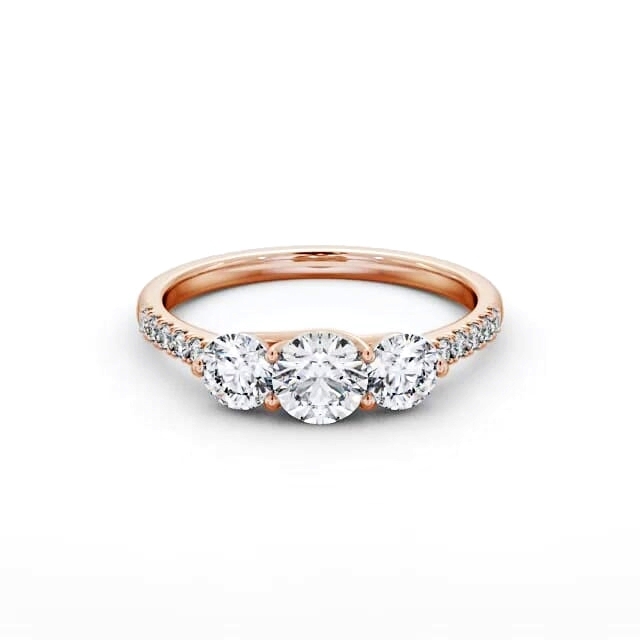 Three Stone Round Diamond Ring 18K Rose Gold - Alana TH102_RG_HAND