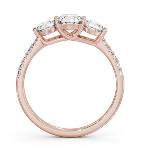 Three Stone Round Diamond Trilogy Ring 18K Rose Gold with Side Stones TH102_RG_THUMB1