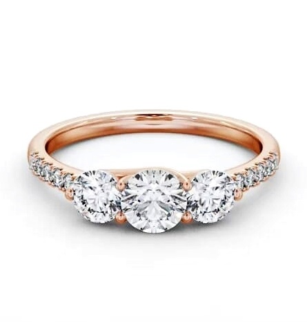 Three Stone Round Diamond Trilogy Ring 18K Rose Gold with Side Stones TH102_RG_THUMB2 