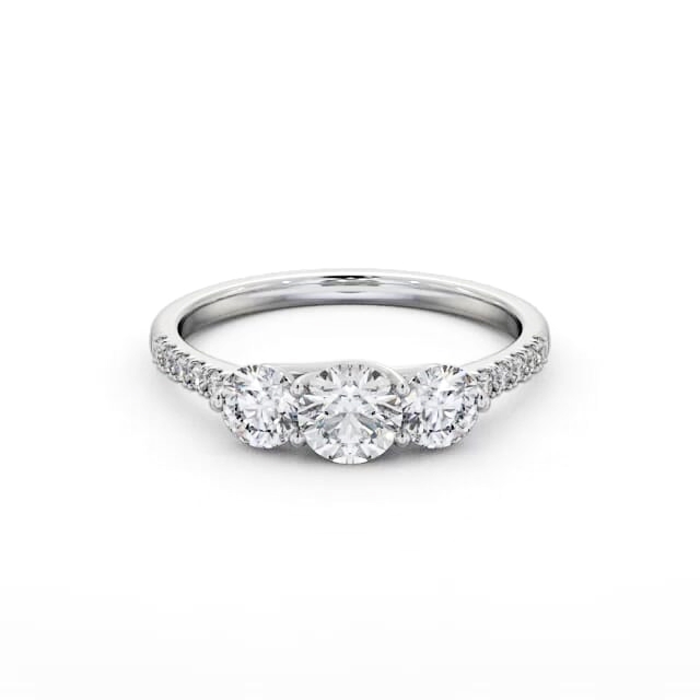 Three Stone Round Diamond Ring Platinum - Alana TH102_WG_HAND