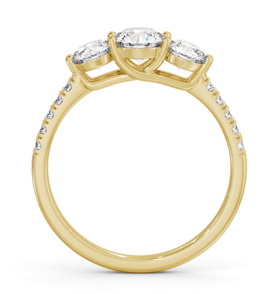 Three Stone Round Diamond Trilogy Ring 18K Yellow Gold with Side Stones TH102_YG_THUMB1