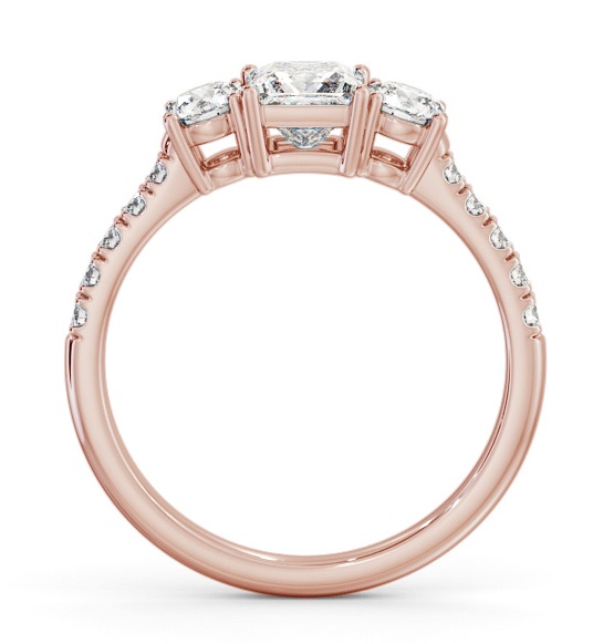 Three Stone Princess and Round Diamond Ring 18K Rose Gold with Side Stones TH103_RG_THUMB1