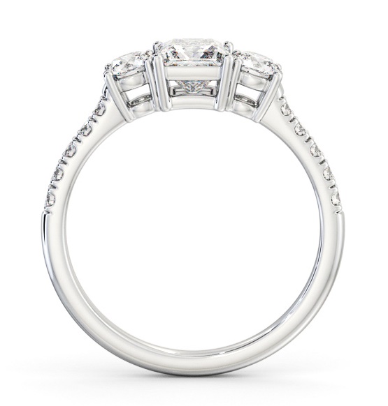 Three Stone Princess and Round Diamond Ring Platinum with Side Stones TH103_WG_THUMB1