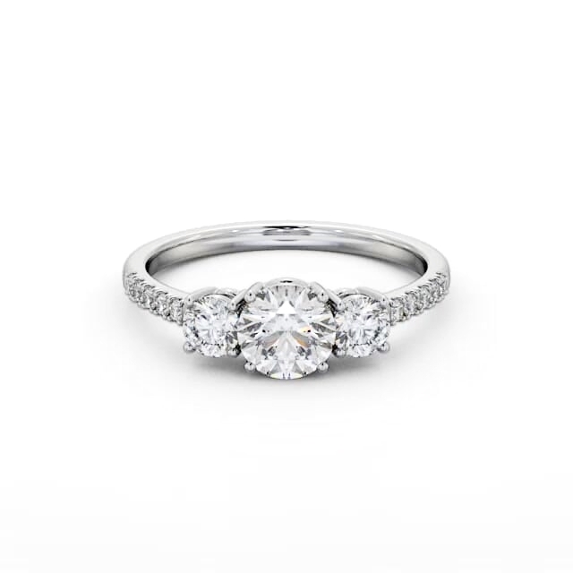 Three Stone Round Diamond Ring Palladium - Darina TH104_WG_HAND