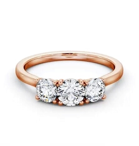 Three Stone Round Diamond Ring 9K Rose Gold with Diamond Set Bridge TH105_RG_THUMB1