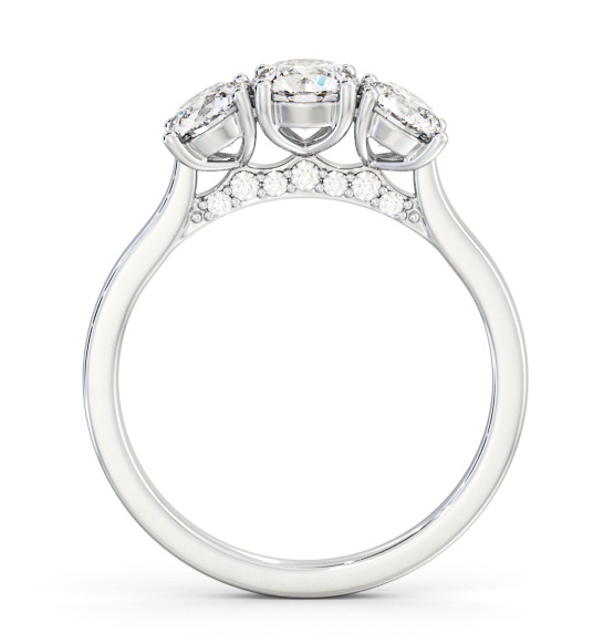 Three Stone Round Diamond Ring Platinum with Diamond Set Bridge TH105_WG_THUMB1 