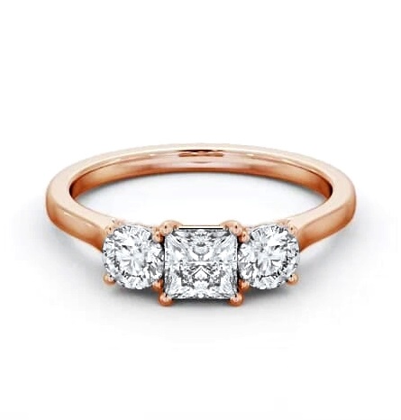 Three Stone Princess Ring 18K Rose Gold with Set Bridge TH106_RG_THUMB2 