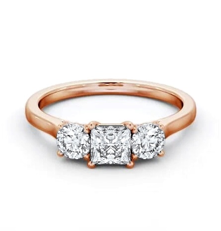 Three Stone Princess Diamond Ring 9K Rose Gold with Diamond Set Bridge TH106_RG_THUMB2 