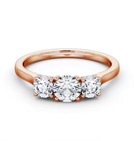 Three Stone Round Diamond Ring 9K Rose Gold with Diamond Set Bridge TH107_RG_THUMB2 