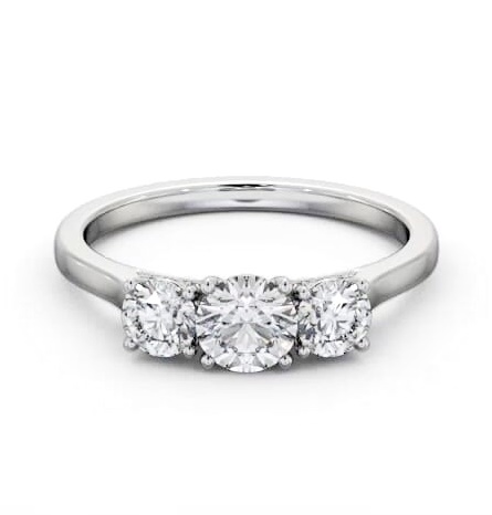 Three Stone Round Diamond Ring Platinum with Diamond Set Bridge TH107_WG_THUMB2 