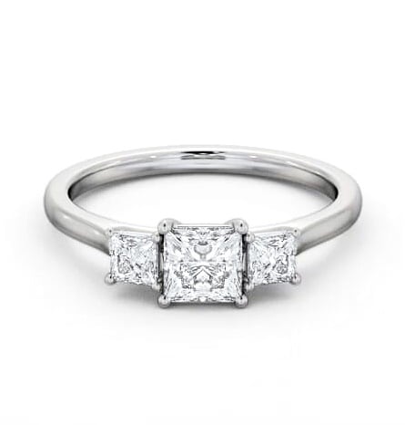 Three Stone Princess Diamond Classic Trilogy Ring 18K White Gold TH108_WG_THUMB2 