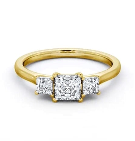 Three Stone Princess Diamond Classic Trilogy Ring 18K Yellow Gold TH108_YG_THUMB2 