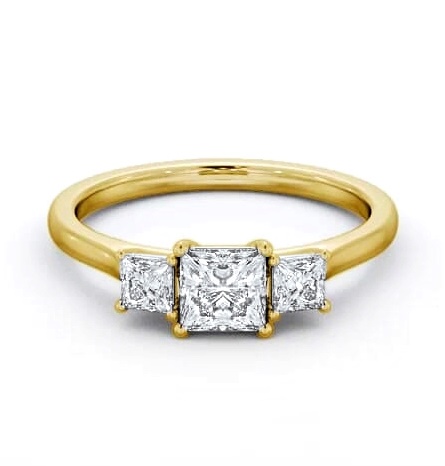 Three Stone Princess Diamond Classic Trilogy Ring 18K Yellow Gold TH108_YG_THUMB2 