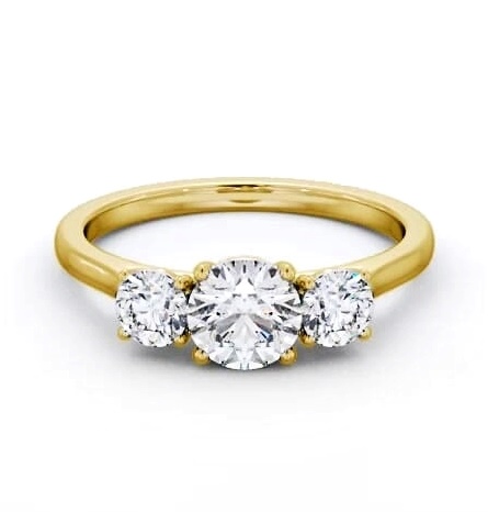 Three Stone Round Diamond Classic Trilogy Ring 18K Yellow Gold TH109_YG_THUMB1
