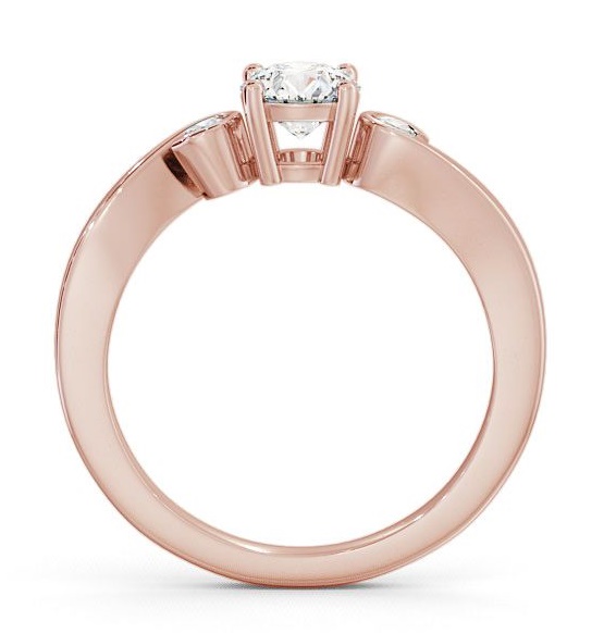 Three Stone Round Diamond Sweeping Band Engagement Ring 18K Rose Gold TH10_RG_THUMB1