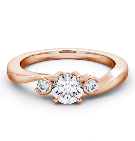 Three Stone Round Diamond Sweeping Band Engagement Ring 9K Rose Gold TH10_RG_THUMB1