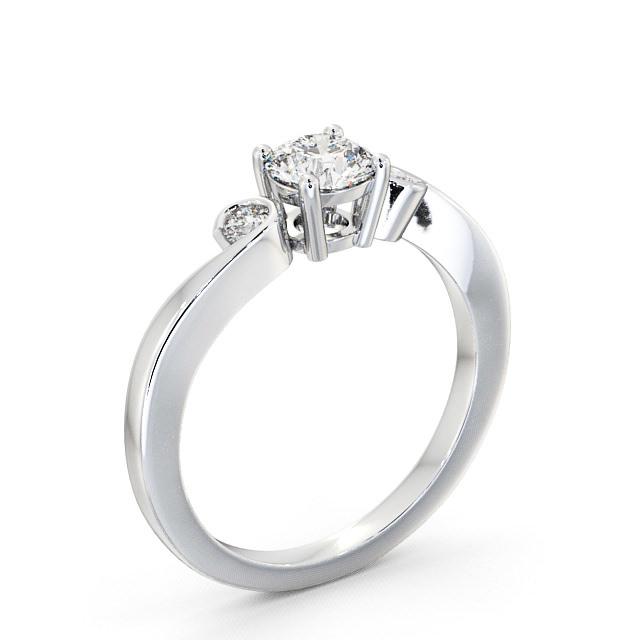 Three Stone Round Diamond Engagement Ring 9K White Gold - Maja TH10_WG_HAND
