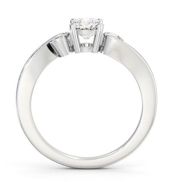 Three Stone Round Diamond Sweeping Band Engagement Ring 18K White Gold TH10_WG_THUMB1 