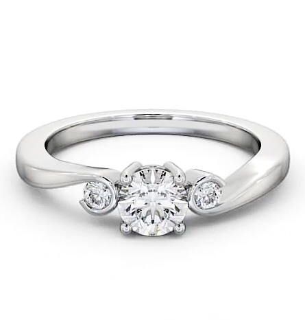 Three Stone Round Diamond Sweeping Band Engagement Ring 18K White Gold TH10_WG_THUMB1