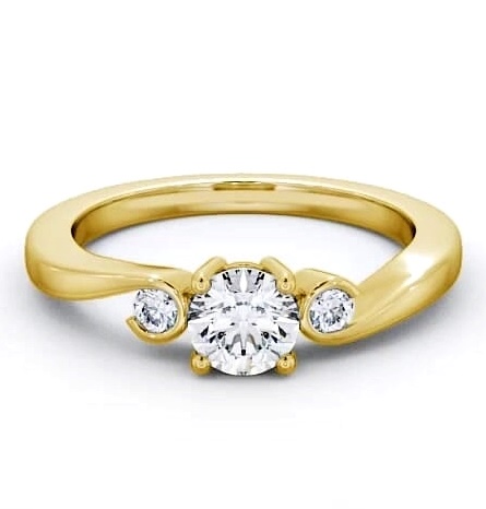 Three Stone Round Diamond Sweeping Band Ring 18K Yellow Gold TH10_YG_THUMB1