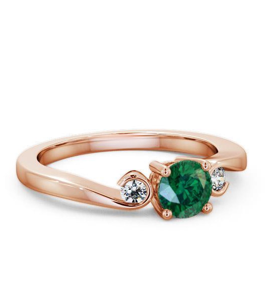 Three Stone Emerald and Diamond 0.58ct Ring 9K Rose Gold TH10GEM_RG_EM_THUMB1