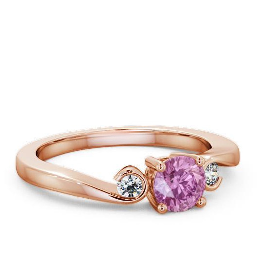 Three Stone Pink Sapphire and Diamond 0.75ct Ring 18K Rose Gold TH10GEM_RG_PS_THUMB1