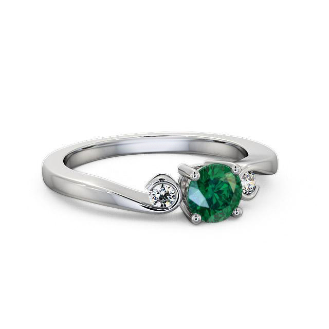 Three Stone Emerald and Diamond 0.58ct Ring 18K White Gold - Gracey TH10GEM_WG_EM_HAND