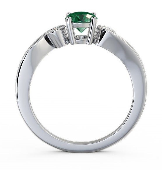 Three Stone Emerald and Diamond 0.58ct Ring 18K White Gold TH10GEM_WG_EM_THUMB1 