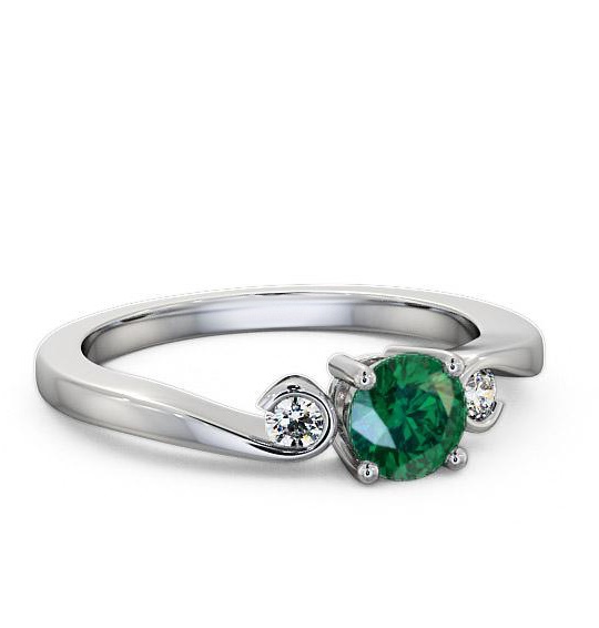 Three Stone Emerald and Diamond 0.58ct Ring Palladium TH10GEM_WG_EM_THUMB1
