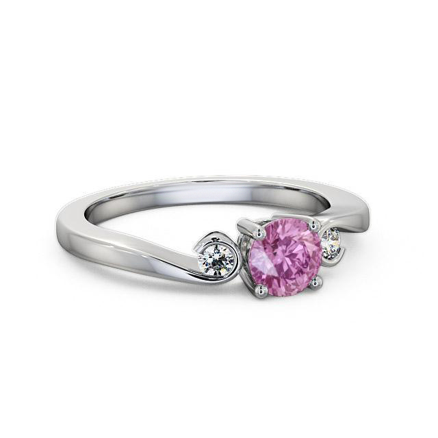 Three Stone Pink Sapphire and Diamond 0.75ct Ring 18K White Gold - Gracey TH10GEM_WG_PS_HAND