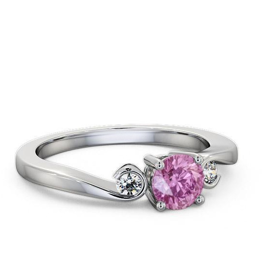 Three Stone Pink Sapphire and Diamond 0.75ct Ring Platinum TH10GEM_WG_PS_THUMB2 