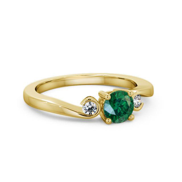 Three Stone Emerald and Diamond 0.58ct Ring 9K Yellow Gold - Gracey TH10GEM_YG_EM_HAND