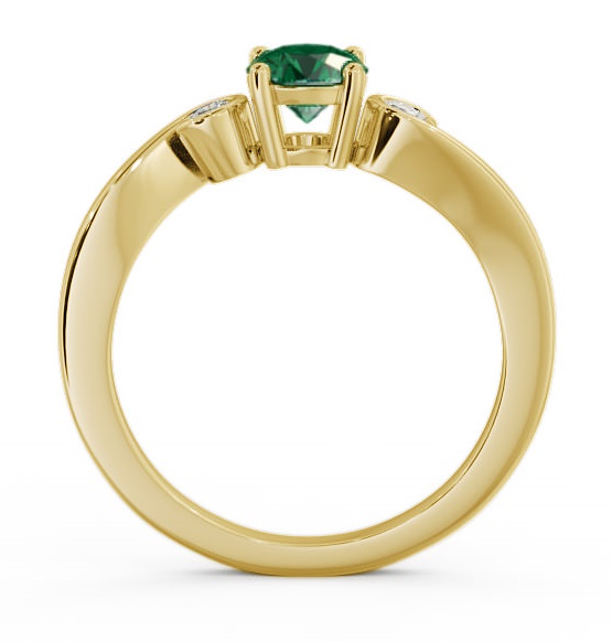 Three Stone Emerald and Diamond 0.58ct Ring 9K Yellow Gold TH10GEM_YG_EM_THUMB1 