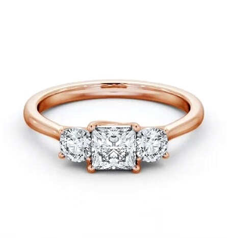 Three Stone Princess and Round Diamond Trilogy Ring 9K Rose Gold TH110_RG_THUMB1