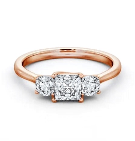Three Stone Princess and Round Diamond Trilogy Ring 9K Rose Gold TH110_RG_THUMB2 