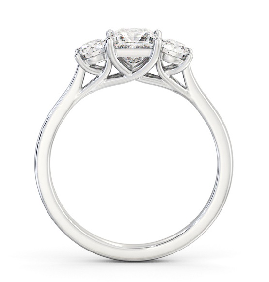 Three Stone Princess and Round Diamond Trilogy Ring 18K White Gold TH110_WG_THUMB1 