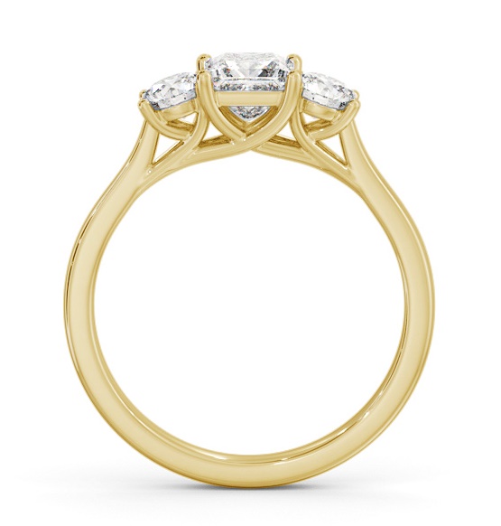 Three Stone Princess and Round Diamond Trilogy Ring 18K Yellow Gold TH110_YG_THUMB1 