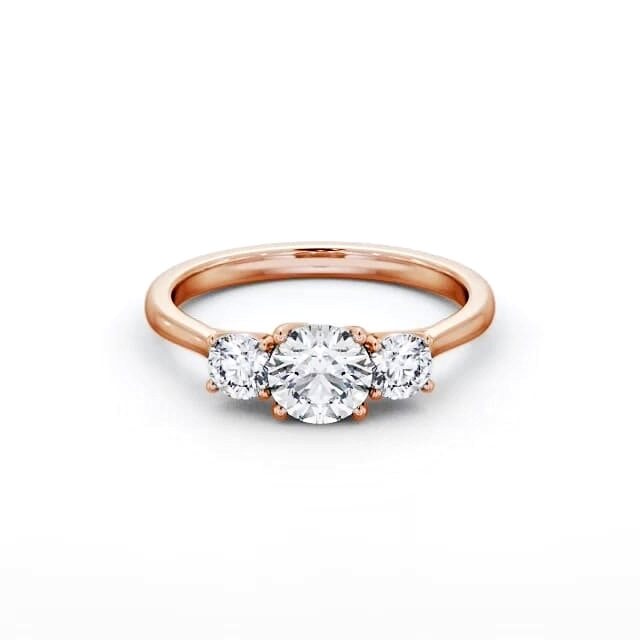 Three Stone Round Diamond Ring 18K Rose Gold - Aniston TH111_RG_HAND