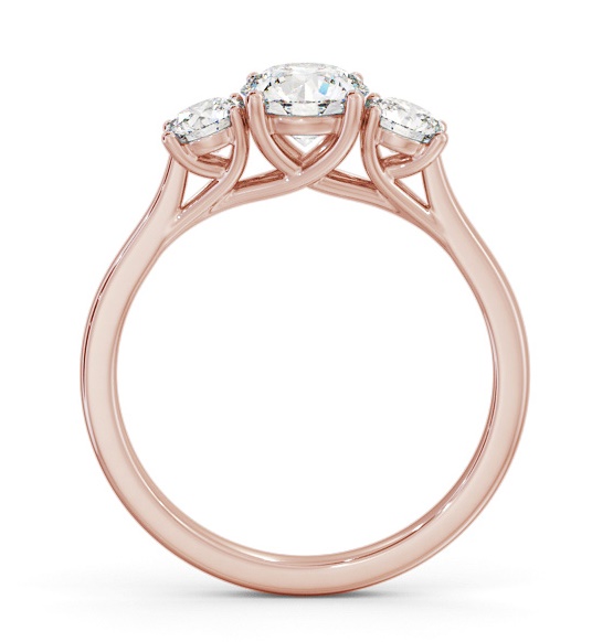 Three Stone Round Diamond Sweeping Prongs Trilogy Ring 9K Rose Gold TH111_RG_THUMB1 