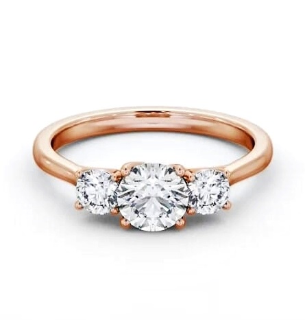 Three Stone Round Diamond Sweeping Prongs Trilogy Ring 9K Rose Gold TH111_RG_THUMB2 