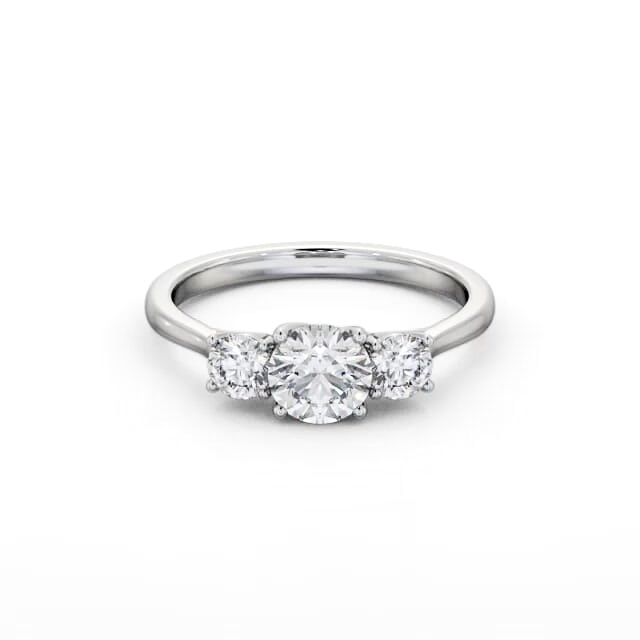 Three Stone Round Diamond Ring 18K White Gold - Aniston TH111_WG_HAND