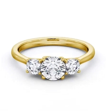 Three Stone Round Diamond Sweeping Prongs Trilogy Ring 18K Yellow Gold TH111_YG_THUMB2 