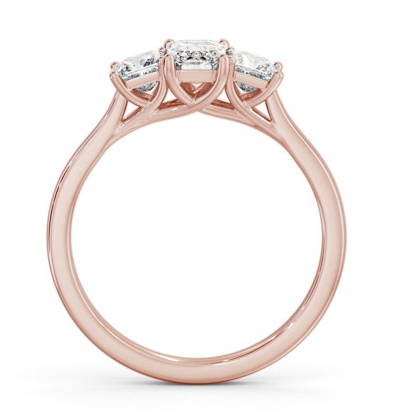 Three Stone Emerald and Princess Diamond Trilogy Ring 9K Rose Gold TH112_RG_THUMB1 
