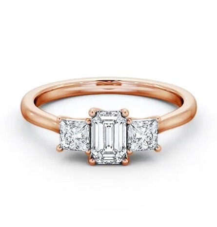 Three Stone Emerald and Princess Diamond Trilogy Ring 9K Rose Gold TH112_RG_THUMB2 