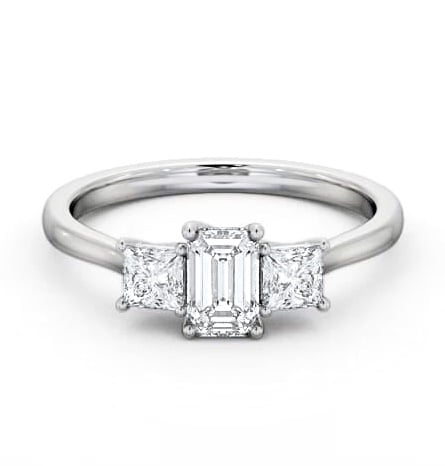 Three Stone Emerald and Princess Diamond Trilogy Ring Platinum TH112_WG_THUMB2 