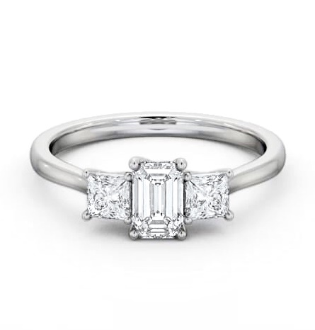 Three Stone Emerald and Princess Diamond Trilogy Ring 18K White Gold TH112_WG_THUMB1